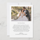モダンな2枚の写真の結婚式 サンキューカード (裏面)