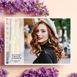 モダンな2枚の写真を使った卒業証書の本物の箔押しのお知らせ 箔招待状