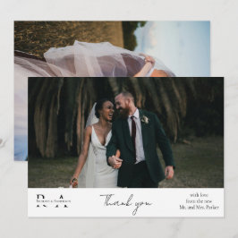 モダンな2枚の写真を使った結婚式の御礼カード サンキューカード