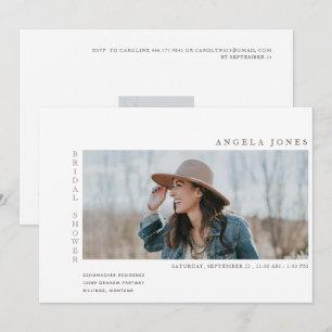 モダンな2枚の写真付きホワイトウェディング招待状 招待状