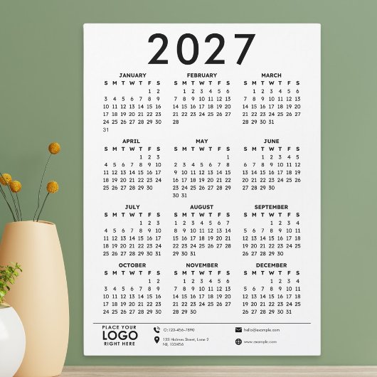 モダンな2027年カレンダーデザイン ビジネス ロゴ入り
