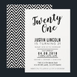 モダンな21歳の誕生日パーティー招待状　シンプルな黒 招待状<br><div class="desc">by kat massard >>> kat@simplysweetPAPERIE.com <<< あらゆる年齢の誕生日にぴったりなトレンディな招待状デザイン。 テンプレートとして設定すれば、あなた自身の詳細を追加するだけで簡単。または、カスタマイズボタンをクリックしてテキスト、フォント、サイズなどを追加または変更できます。 ヒント :: 1. グラフィックの変更 / 移動、背景色の変更は「カスタマイズ」ボタンをクリック。 2. フォントの変更やテキストの追加もできます！ - - - - - - - - - - - - - - - - - - - - - - - - - - - - - - - - - - -...</div>