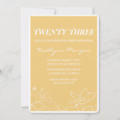 モダンな23歳の誕生日招待状 フローラル イエロー 招待状 (正面)