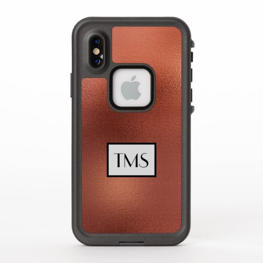 モダンな3イニシャルフェイクコッパー LifeProof iPhoneケース (裏面)