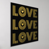モダンな3文字の「LOVE」とハートのブラック 箔ポスター (レイダウン)
