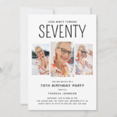 モダンな3枚のフォトコラージュ 70歳の誕生日パーティー 招待状 (正面)