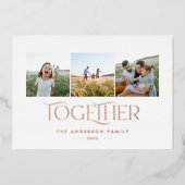 モダンな3枚の写真が一緒にクリスマスを祝う、錆びた家族 箔シーズンカード (正面)