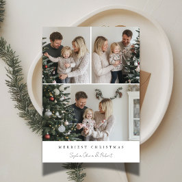 モダンな3枚の写真で家族のクリスマスを祝う シーズンカード