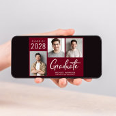 モダンな3枚の写真のバーガンディー色の卒業パーティー 招待状