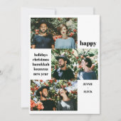 モダンな3枚の写真のモノクロコラージュクリスマス シーズンカード (正面)
