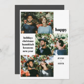 モダンな3枚の写真のモノクロコラージュクリスマス シーズンカード (正面/裏面)