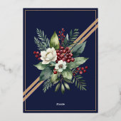 モダンな3枚の写真の組み合わせ ネイビーブルー クリスマスカード 箔シーズンカード (裏面)