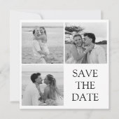 モダンな3枚の写真の結婚式事前告知 セーブザデート (正面)