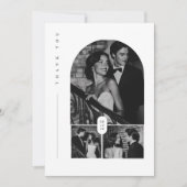 モダンな3枚の写真の結婚式 サンキューカード (正面)