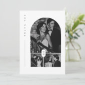 モダンな3枚の写真の結婚式 サンキューカード (スタンド正面)