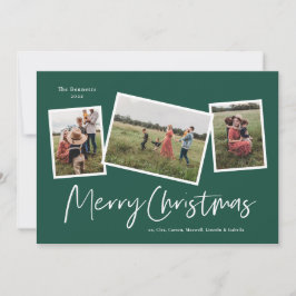 モダンな3枚の写真コラージュ メリークリスマス シーズンカード