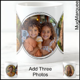 モダンな3枚の写真コラージュ 白 C00 ママ 母 コーヒーマグカップ