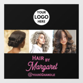 モダンな3枚の写真 黒とピンクのヘアサロングッズ ウィンドウサイン
