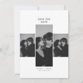 モダンな3枚の写真 黒白 結婚式 セーブザデート (正面)