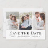 モダンな3枚写真の結婚式ウェブサイトQRコード セーブザデート (正面)