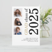 モダンな3枚写真 ボールド 2026 卒業パーティー セーブザデート (スタンド正面)