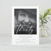 モダンな30歳の写真付き誕生日パーティー 招待状 (スタンド正面)