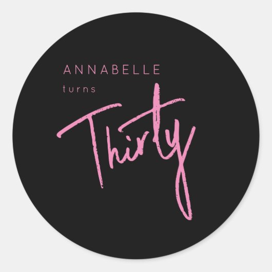 モダンな30歳の誕生日パーティー ラウンドシール (正面)