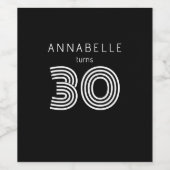 モダンな30歳の誕生日 ブラック ワインラベル (シングルラベル)
