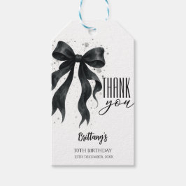 モダンな30歳の誕生日 黒いリボン ギフトタグ