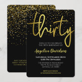 モダンな30歳の誕生日 黒金 招待状 (正面/裏面)