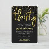 モダンな30歳の誕生日 黒金 招待状 (スタンド正面)