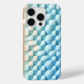 モダンな3Dの波状ブルーとクリームのスマホケース - 流体幾何学 Case-Mate iPhoneケース (裏面)