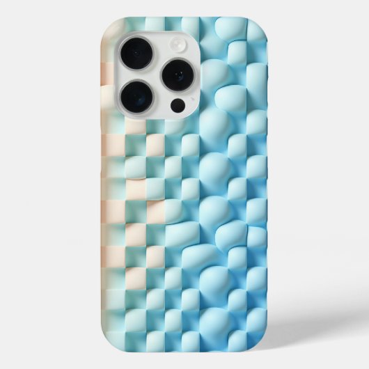 モダンな3Dの波状ブルーとクリームのスマホケース - 流体幾何学 Case-Mate iPhoneケース (裏面)