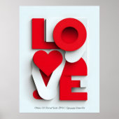 モダンな3Dの赤と白のLOVEタイポグラフィー抽象的 ポスター (正面)