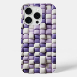 モダンな3Dソフトパープルとホワイトのキューブケース - アブストラクト iPhone 15 PROケース