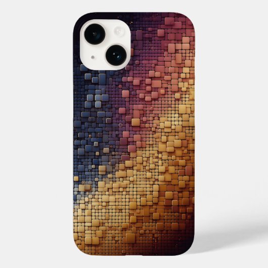 モダンな3D幾何学ブロックのグラデーションネイビーブルーと Case-Mate iPhoneケース (裏面)