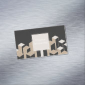 モダンな3D幾何学柱 ブラックベージュ アーキテクト マグネット名刺 (インサイチュ)