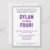 モダンな3D恐竜T-Rexの子供の誕生日 招待状 (裏面)