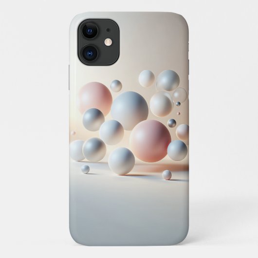 モダンな3D浮遊球体アート - ミニマリストパステル Case-Mate iPhoneケース (裏面)