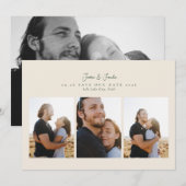 モダンな4枚の写真を使ったコラージュとスクリプトカリグラフィーの結婚式 セーブザデート (正面/裏面)