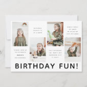 モダンな4枚の写真を使ったバースデーパーティー 招待状 (正面)
