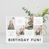 モダンな4枚の写真を使ったバースデーパーティー 招待状 (スタンド正面)