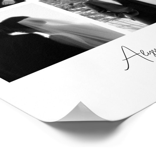 モダンな4枚の写真を飾る結婚式の記念品 ポスター (角)