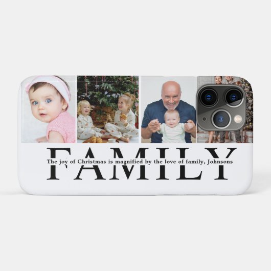 モダンな4枚の写真コラージュ家族のクリスマス引用句 Case-Mate iPhoneケース (裏面(横))