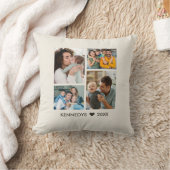 モダンな4枚の写真コラージュ家族の名前の記念品クリーム クッション (ブランケット)