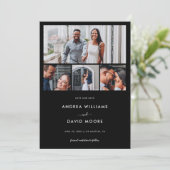 モダンな4枚の写真コラージュQRコードブラックウェディング セーブザデート (スタンド正面)