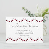 モダンな40周年ルビー結婚記念日招待状 招待状 (スタンド正面)