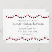 モダンな40周年ルビー結婚記念日招待状 招待状 (正面/裏面)