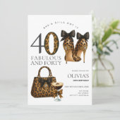 モダンな40歳のレオパード&チーター柄、トレンディなフォーティ 招待状 (スタンド正面)