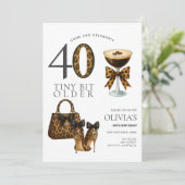 モダンな40歳の誕生日、トレンディなヒョウ柄プリント 招待状 (スタンド正面)